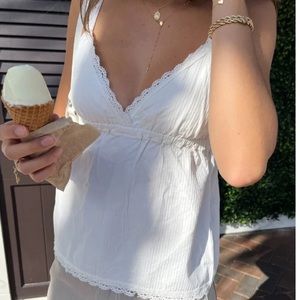 brandy melville white lace tank
